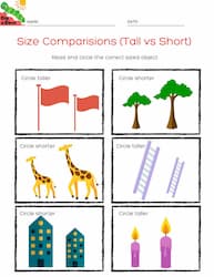 Great Tall vs Short activity worksheets for children #preschool  #kindergarten #teac…